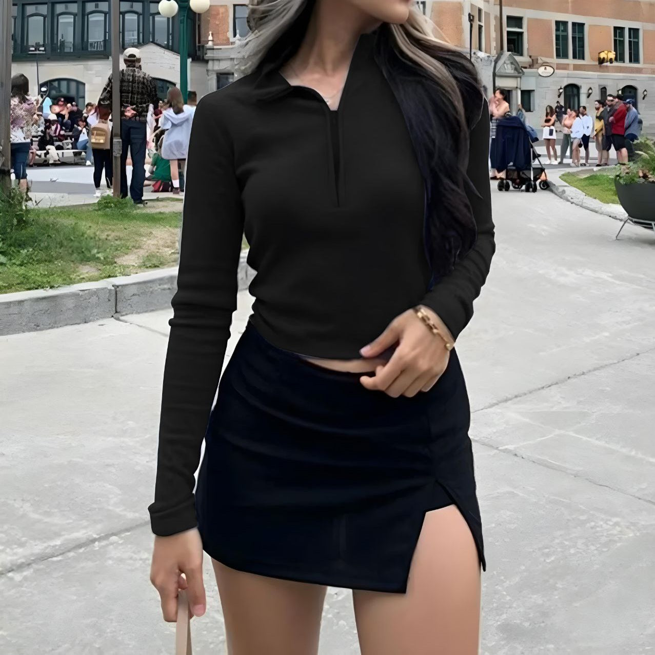 بلوزة اسود سادة بسحاب - Kyren Store Sweatshirt