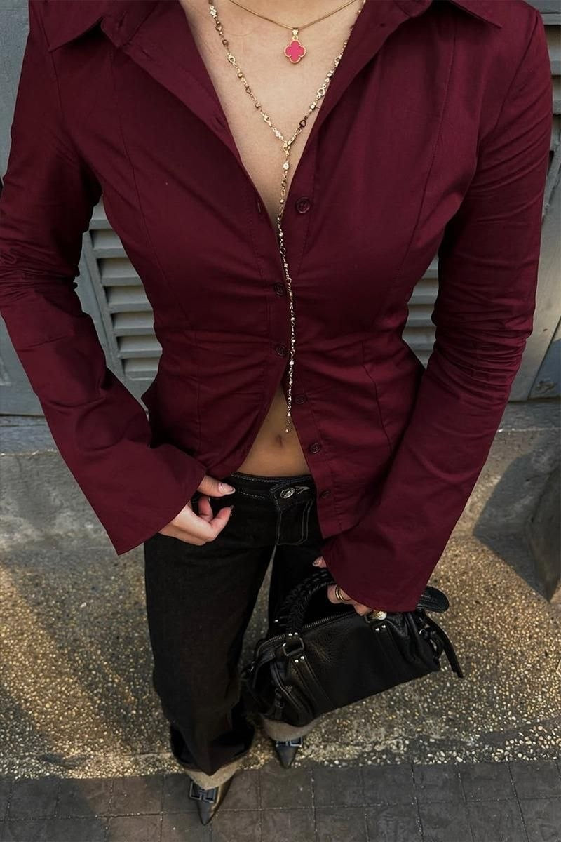 قميص سادة مخصر