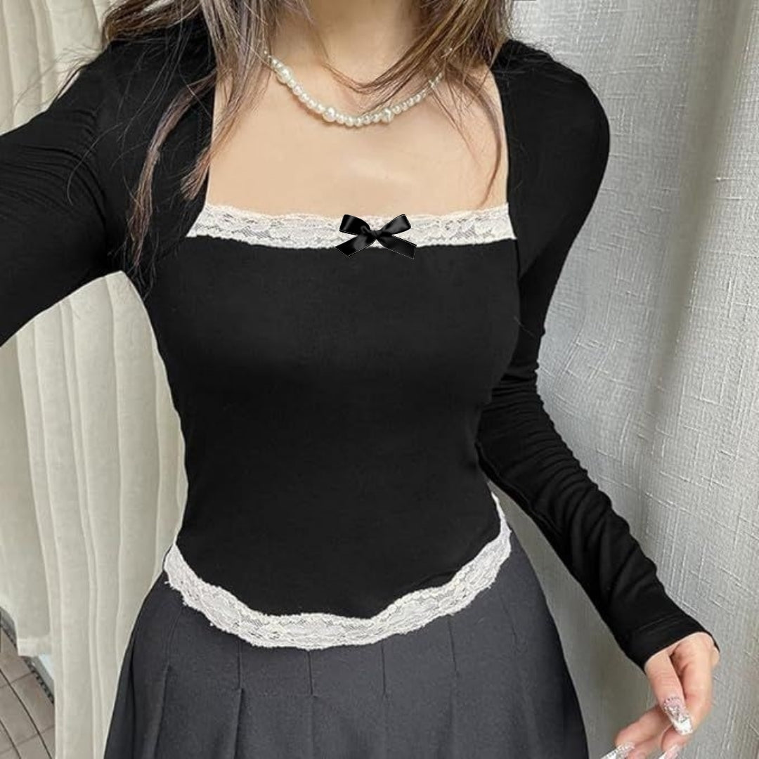 دانتيل توب فيونكة اسود Kyren Store