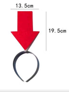 Measurement chart showing a headband with dimensions labeled in centimeters.