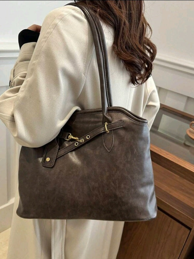 حقيبة نسائية من الجلد بلون بني Kyren Store