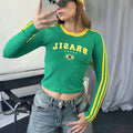 Brazil long-sleeved crop top