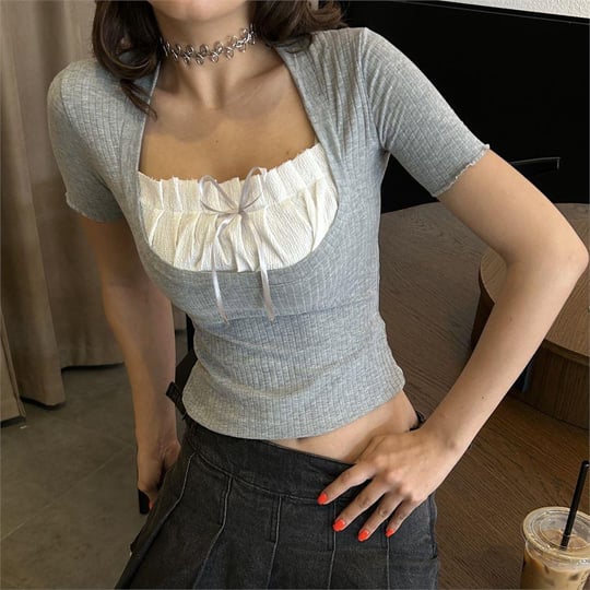 بدي دانتيل رصاصي نص ردن - Kyren Store