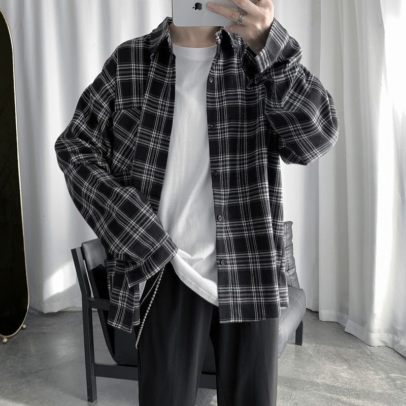 قميص كاروهات اوفرسايز - Kyren Store   shirt 