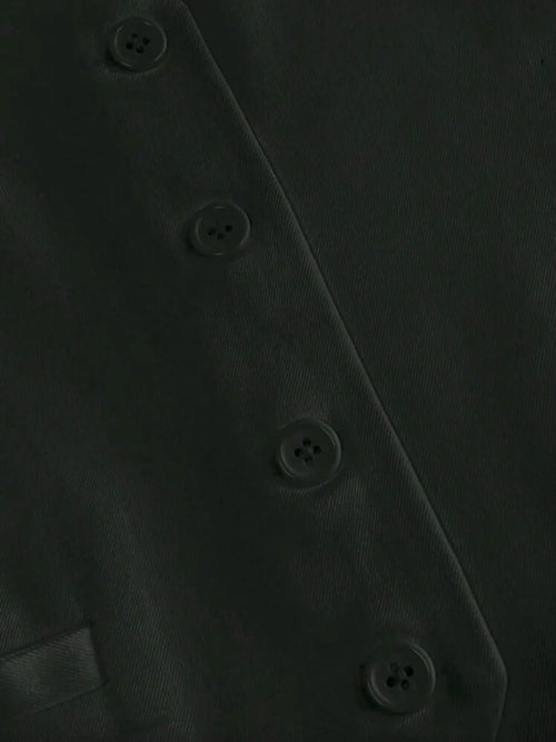 Close-up of a dark gray fabric with button details