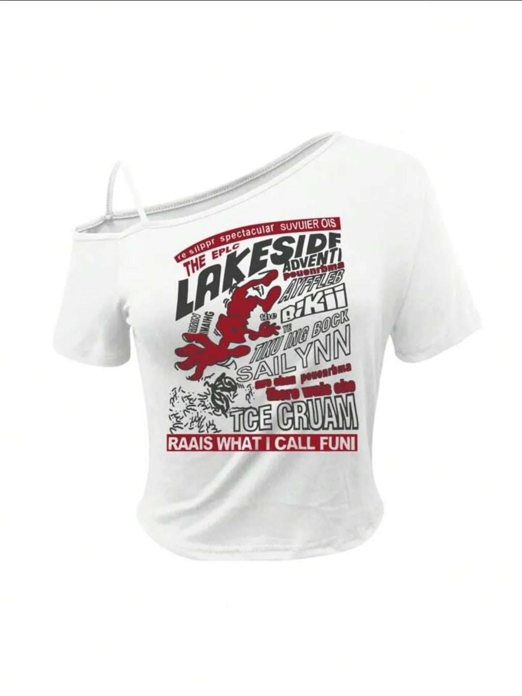كروب توب Lakeside الأبيض Y2K Kyren Store