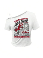 كروب توب Lakeside الأبيض Y2K Kyren Store