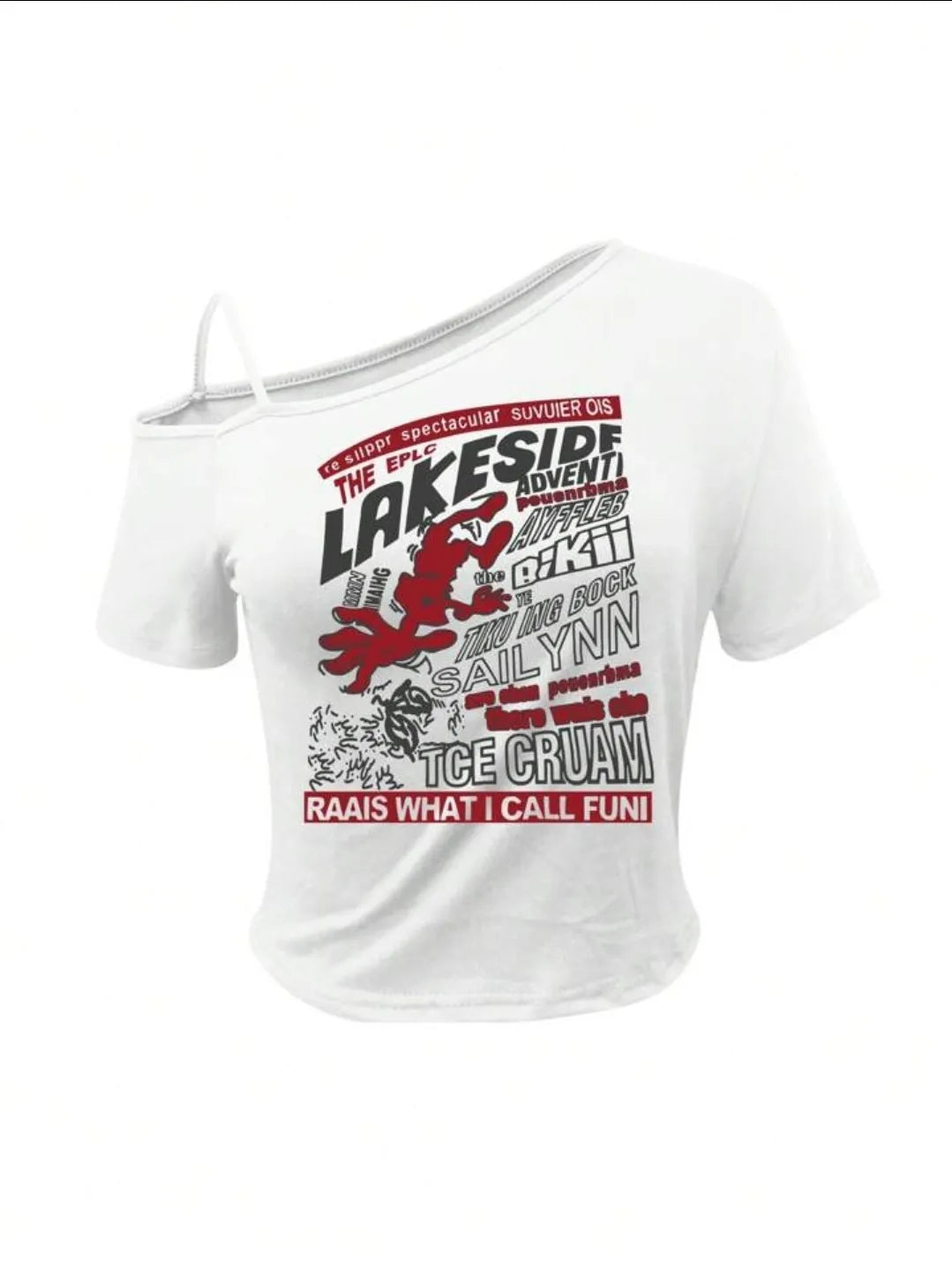 كروب توب Lakeside الأبيض Y2K