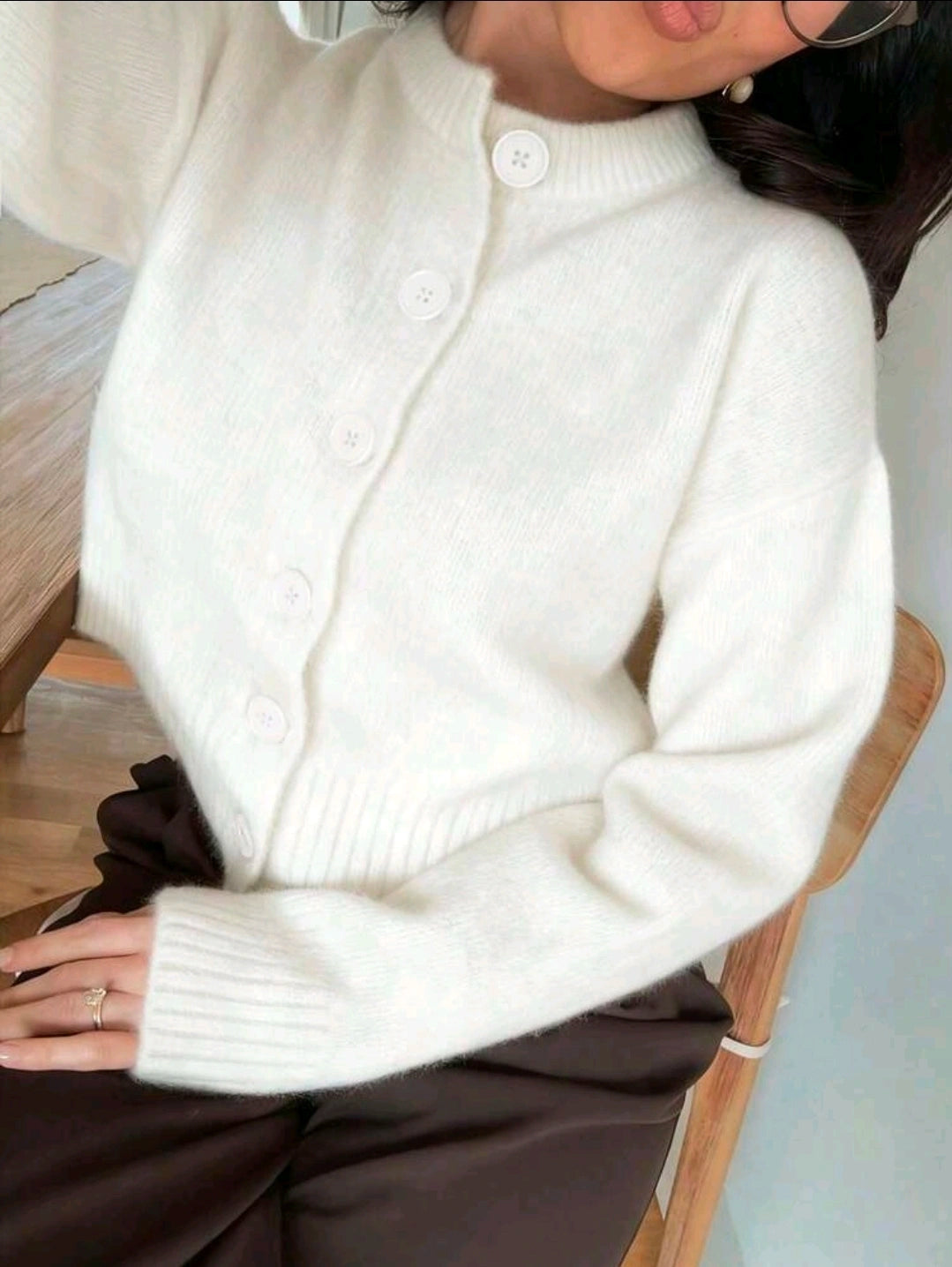 White wool cardigan
